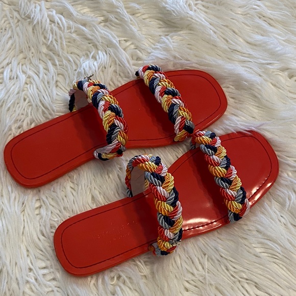 kate spade Shoes - Kate Spade Red and Gray Braided Strap sandals size 8.5 excellent condition